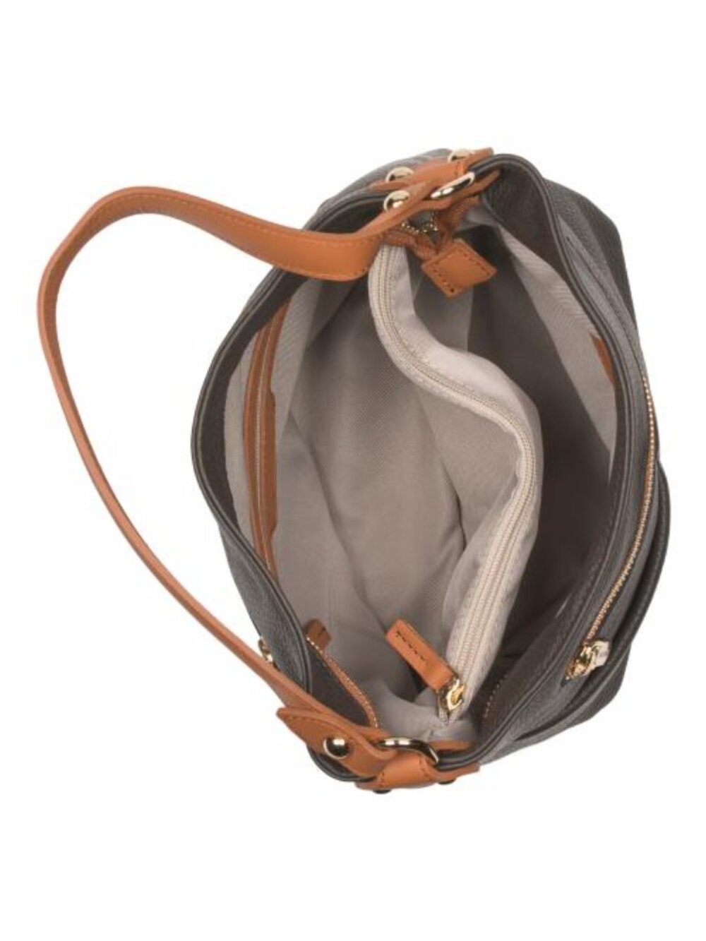 VALENTINA Made In Italy Leather Bucket Double Front Pockets Shoulder Bag - Picture 2 of 5